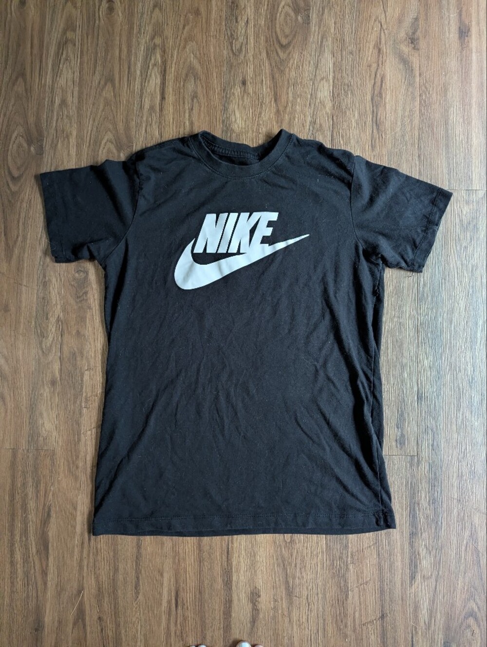 Nike Black Short Sleeve Tee with White Swoosh Sz M